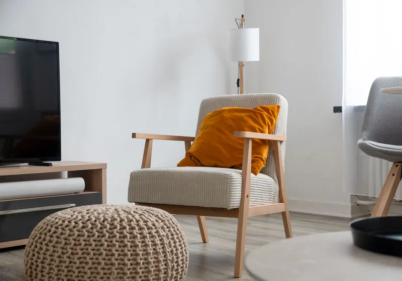 A bright, tidy living room with natural light.