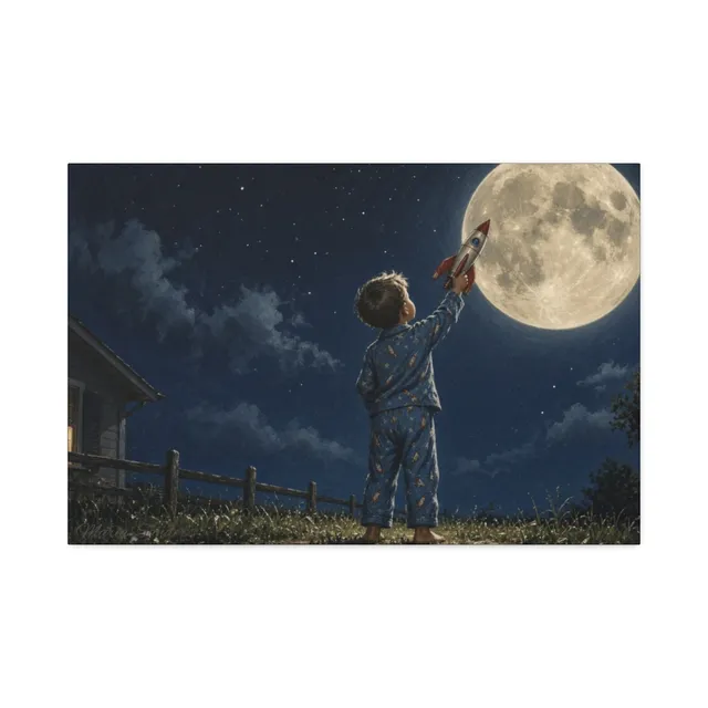 Vintage Americana illustration for The Moonshot canvas wall art