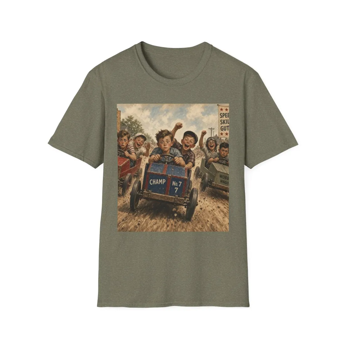 Soap Box Derby vintage rally racing illustration on a T-shirt