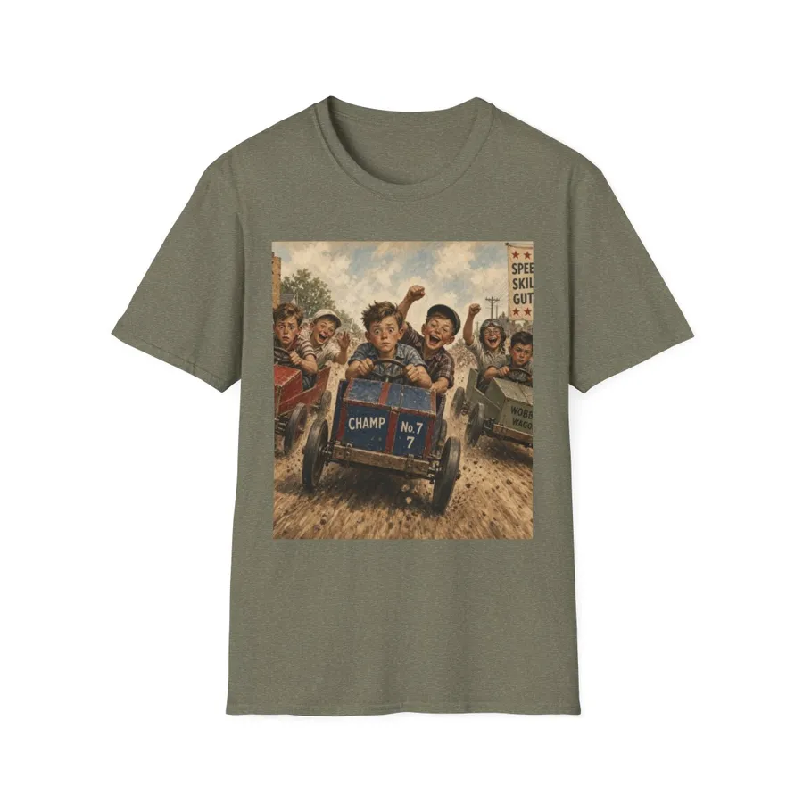 Soap&nbsp;Box&nbsp;Derby&nbsp;vintage&nbsp;rally&nbsp;racing&nbsp;illustration&nbsp;on&nbsp;a&nbsp;T-shirt