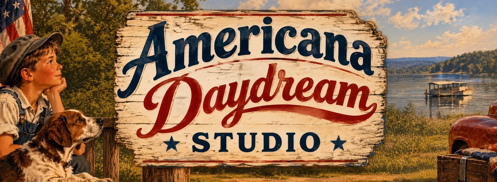 Illustrated&nbsp;Americana&nbsp;scene&nbsp;used&nbsp;as&nbsp;the&nbsp;Americana&nbsp;Daydream&nbsp;Studio&nbsp;home&nbsp;banner