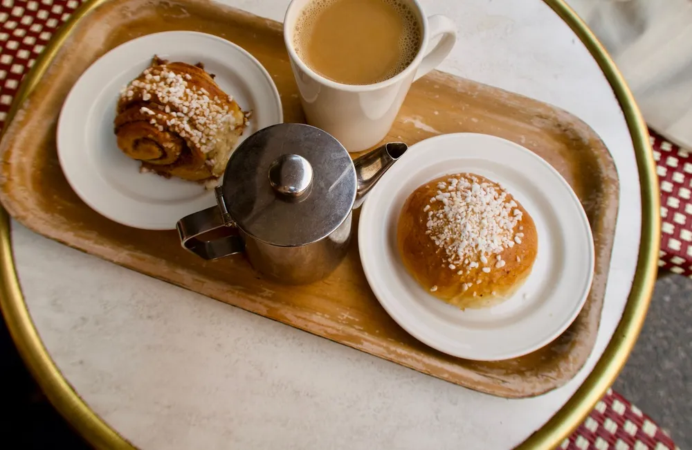 Coffee and pastries at a neighborhood cafe