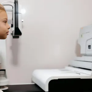 A&nbsp;young&nbsp;girl&nbsp;sits&nbsp;attentively&nbsp;during&nbsp;an&nbsp;eye&nbsp;examination&nbsp;with&nbsp;modern&nbsp;medical&nbsp;equipment.