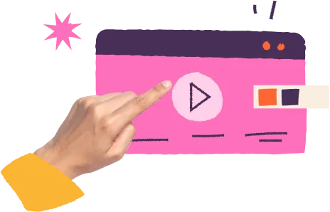 Hand pointing at a video player