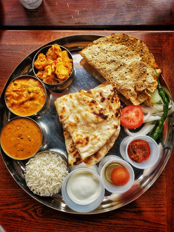Vegetarian&nbsp;Indian&nbsp;thali&nbsp;platter